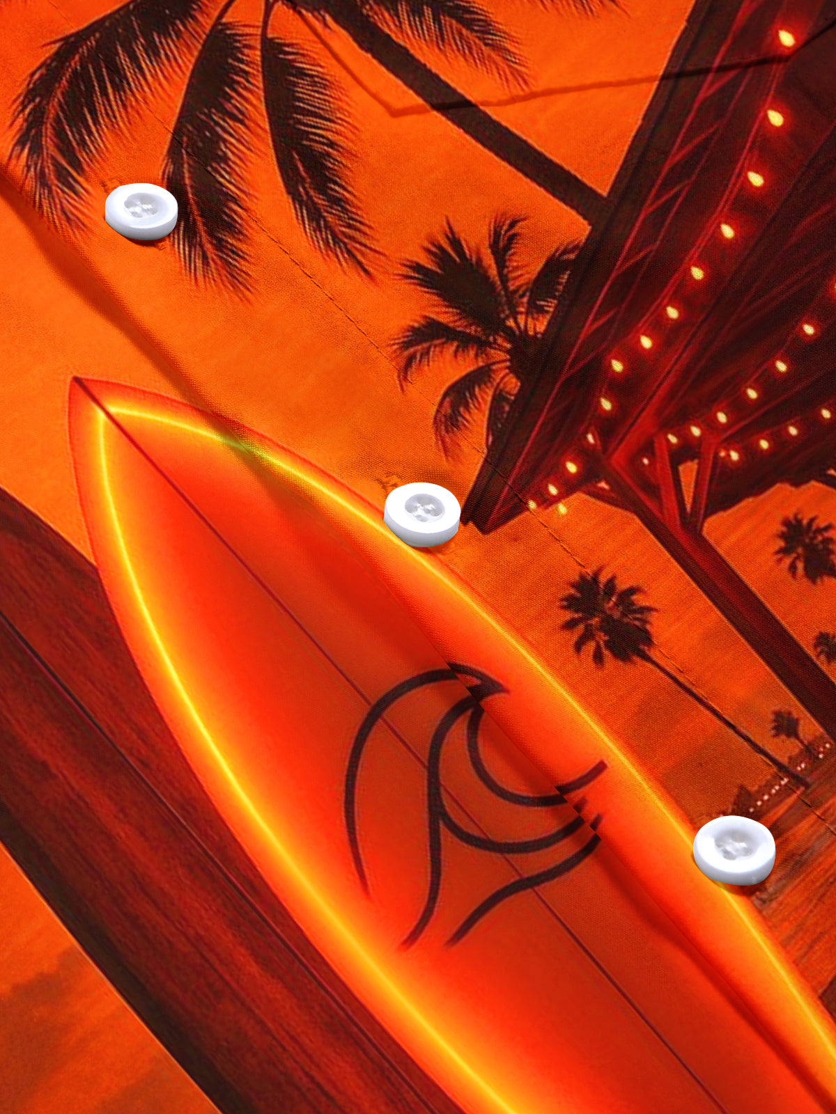 Beach Skateboard Coconut Tree Print Men's Pocket Short Sleeve Shirts