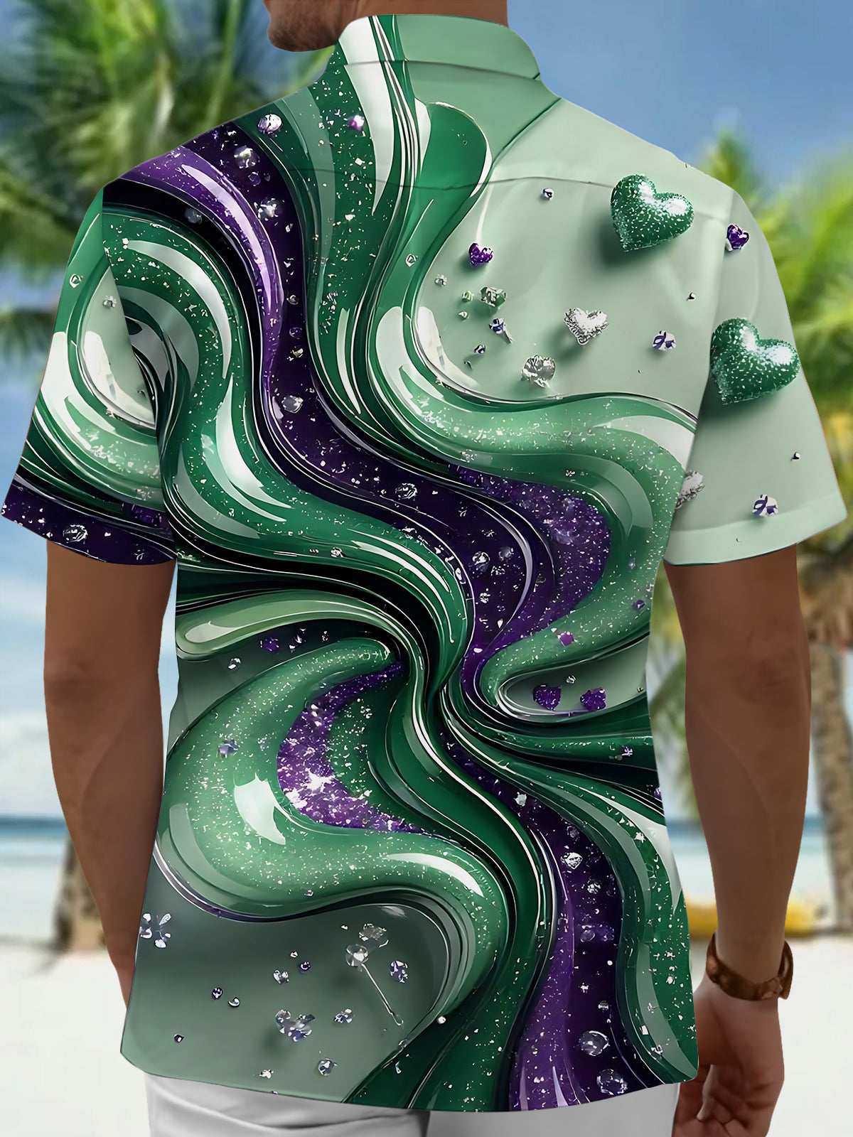 Abstract Print Men's Pocket Short Sleeve Shirts