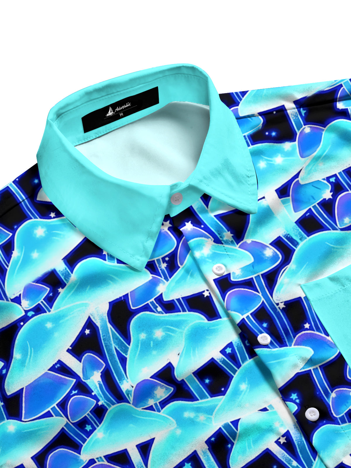 Mushroom Print Men's Pocket Short Sleeve Shirts