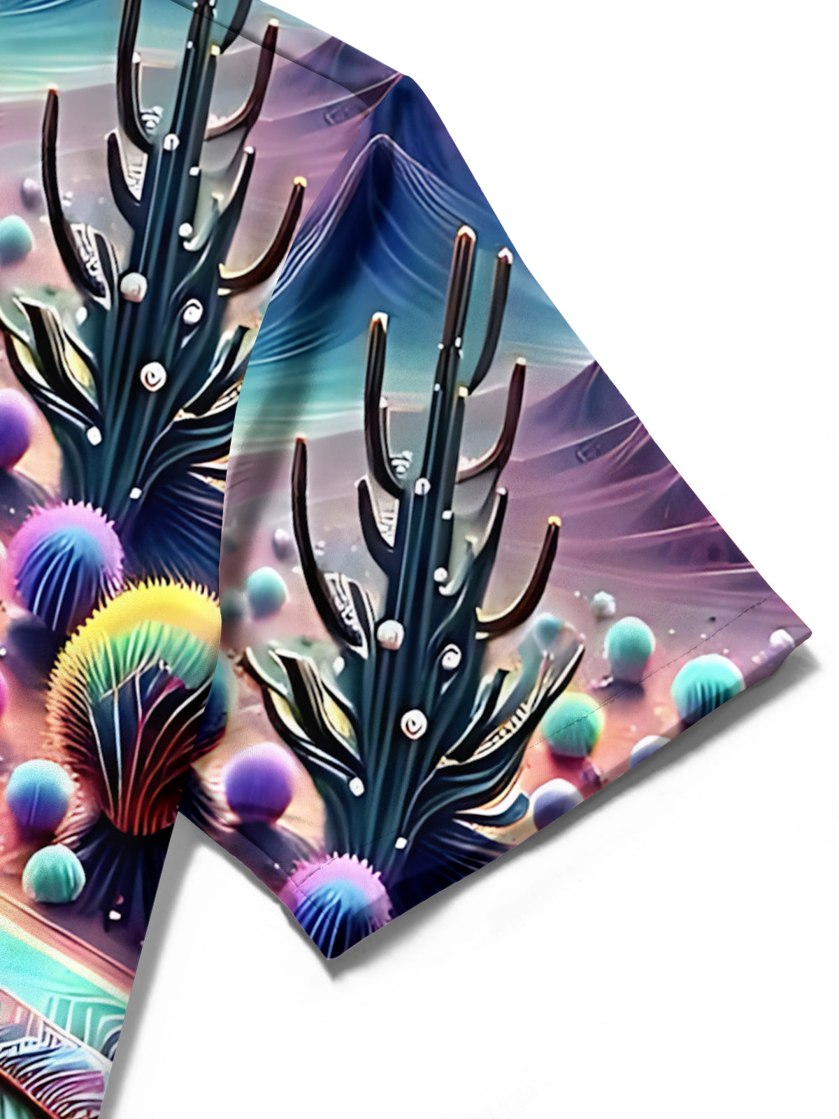 Desert Cactus Car Print Men's Pocket Short Sleeve Shirts