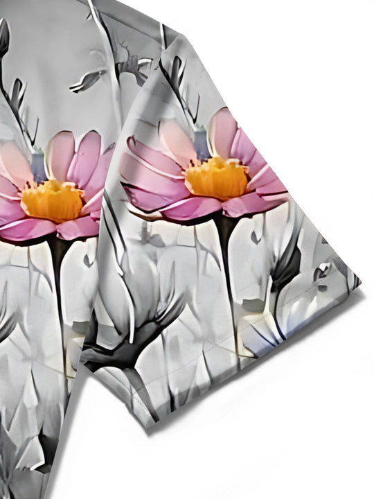 men's floral shirt close-up short sleeve