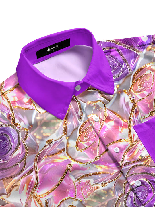 Men's side view botanical print short sleeve shirt