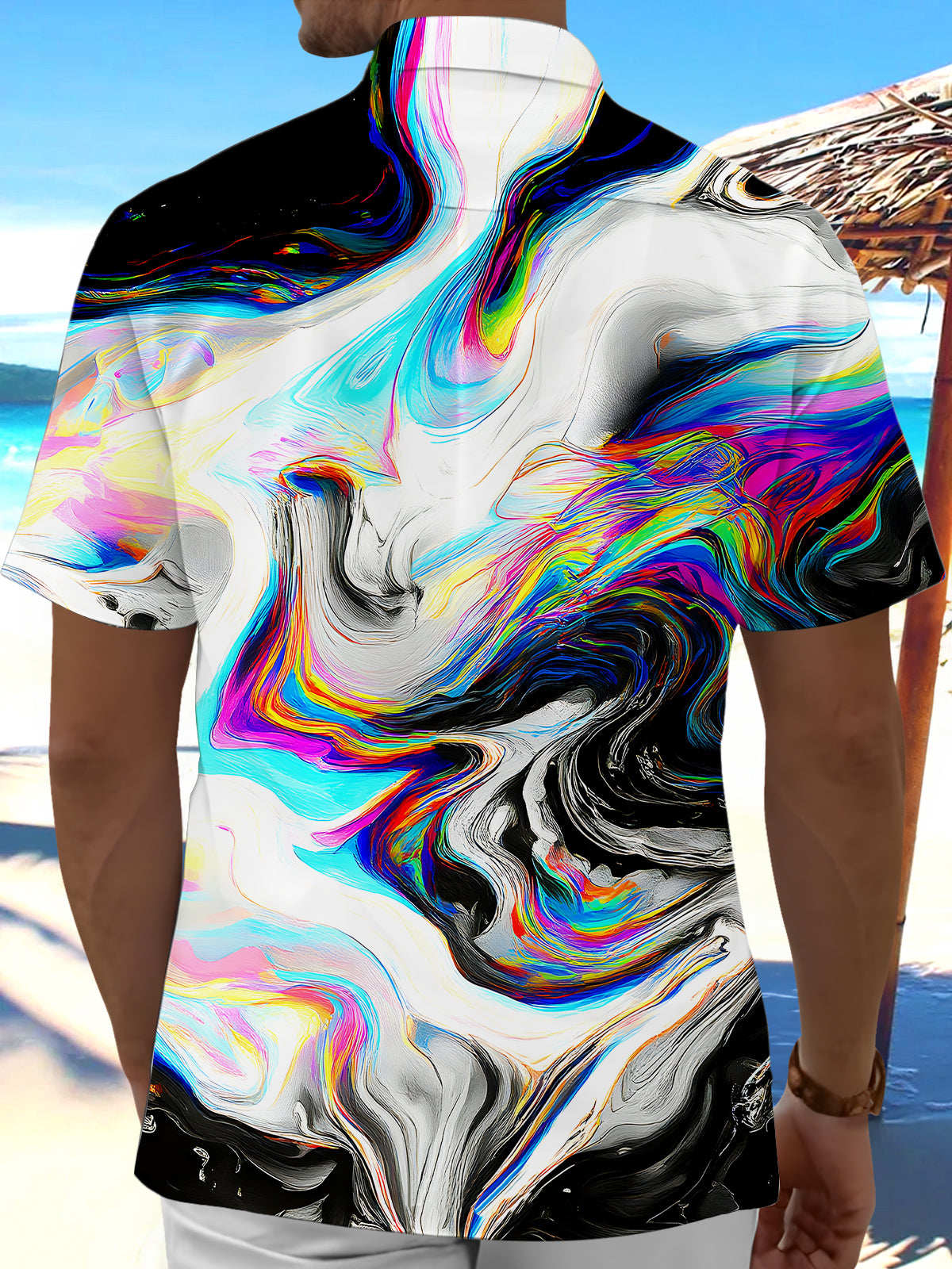 Abstract Men's Pocket Short Sleeve Shirts