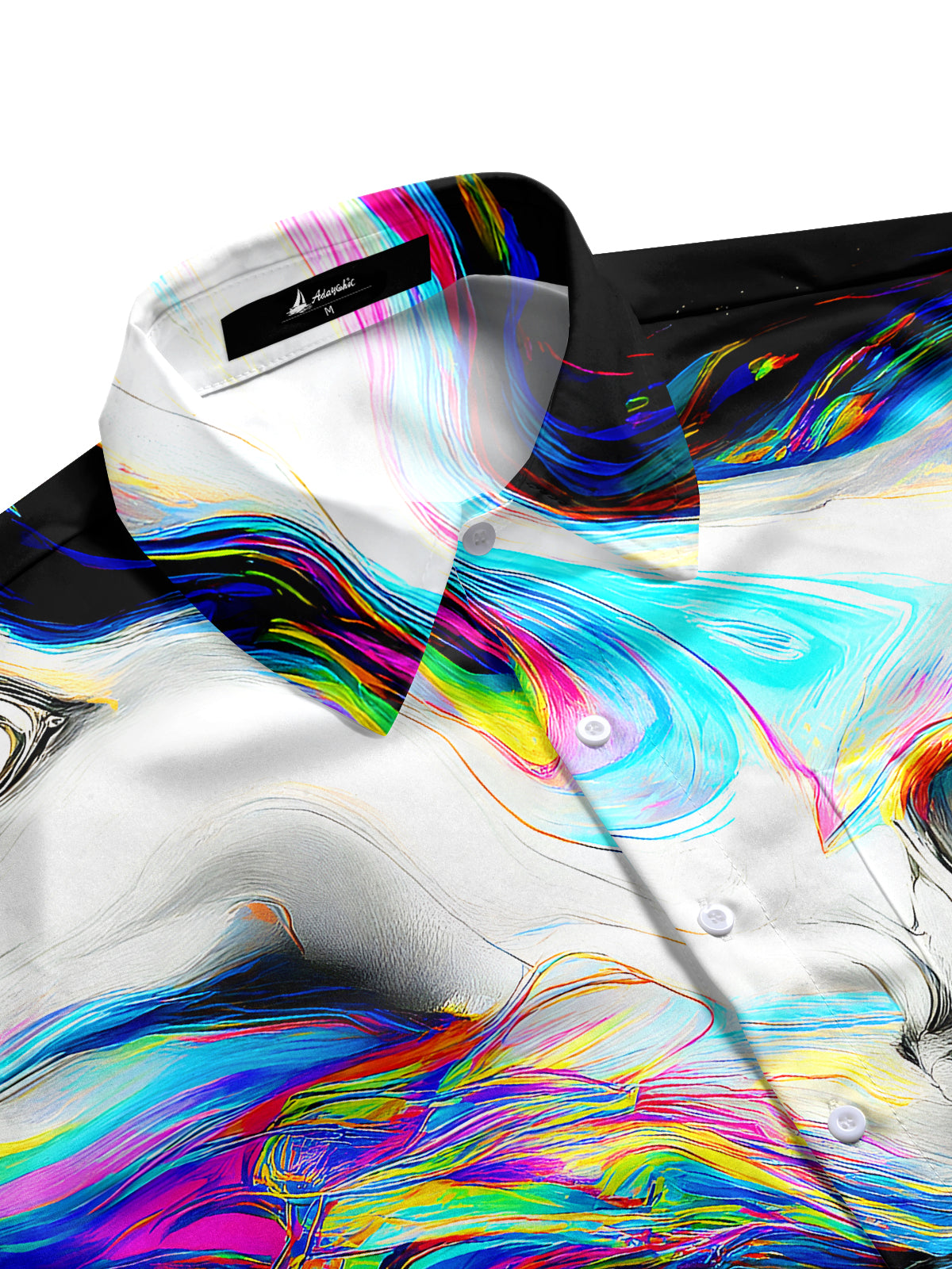 Men's tie-dye short sleeve shirt side view