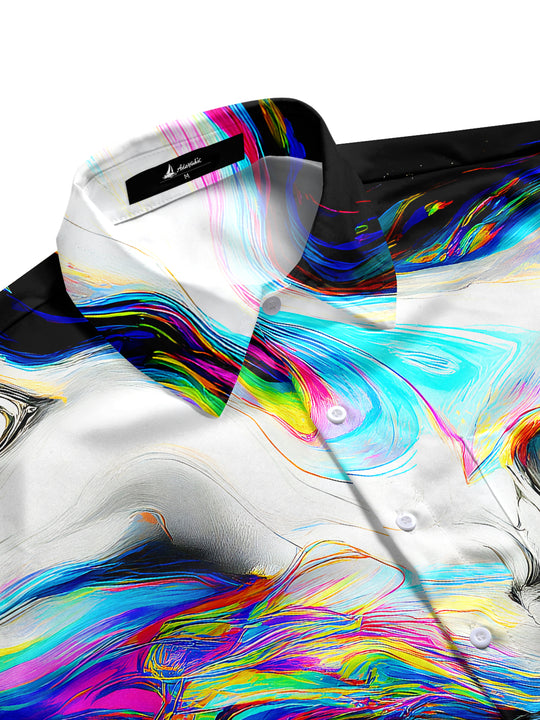 Men's tie-dye short sleeve shirt side view