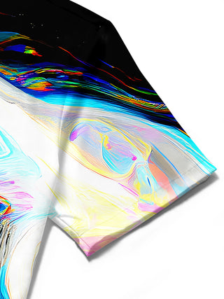men's tie dye shirt close-up short sleeve