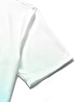 Men's tie dye short sleeve shirt close-up detail view