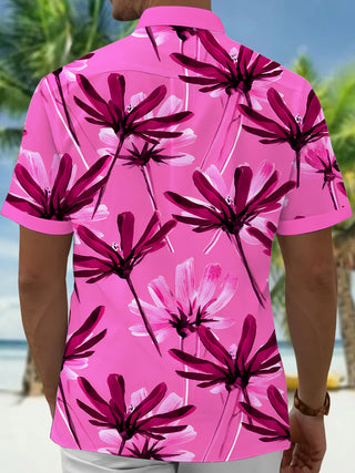 Men's floral short sleeve shirt back view