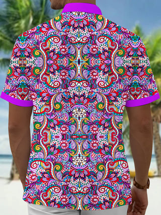 Men's floral short sleeve Hawaiian shirt back view