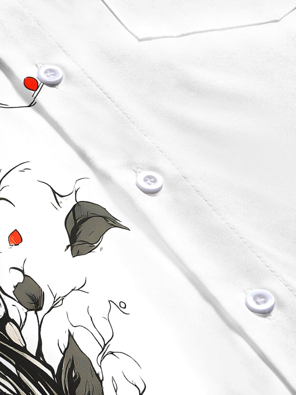 Skull Floral Men's Pocket Short Sleeve Shirts