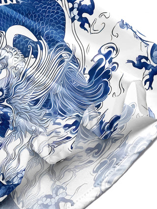 Men's dragon print short sleeve shirt lifestyle side view