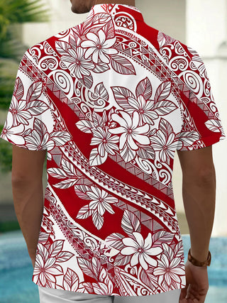 Men's floral short sleeve Hawaiian shirt back view