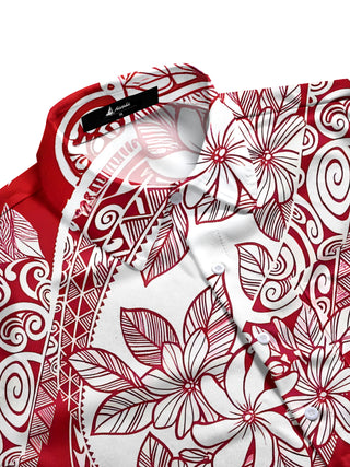 Men's tropical floral aloha shirt side view