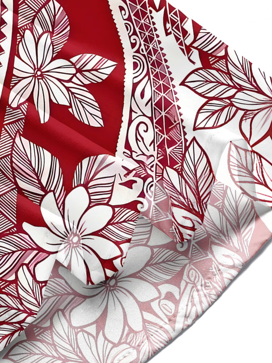 Men's floral Hawaiian short sleeve shirt on tropical beach vacation