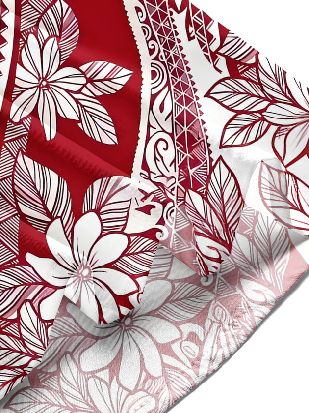 Men's floral Hawaiian short sleeve shirt on tropical beach vacation