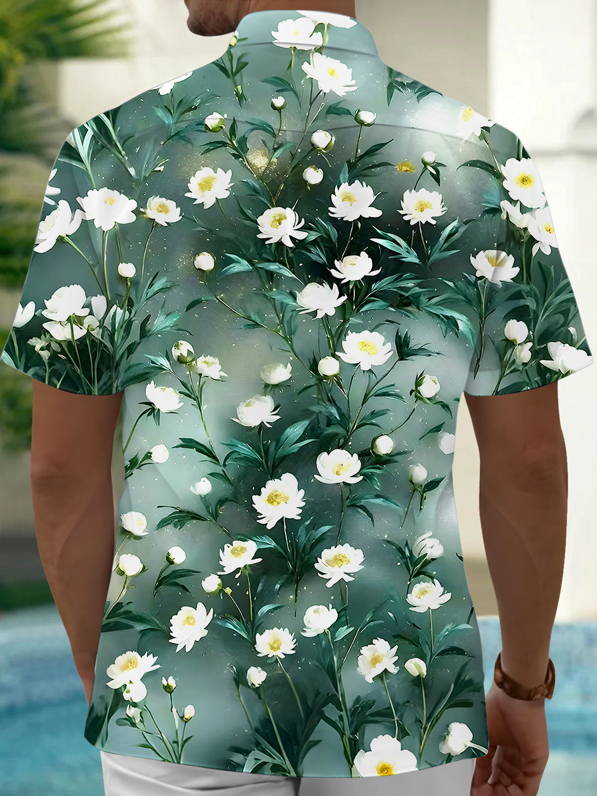 Floral Men's Pocket Short Sleeve Shirts