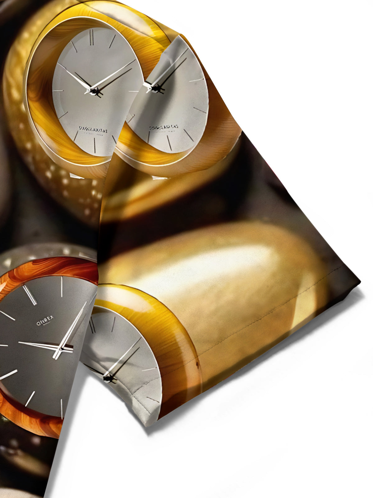 Creative Clock Print Men's Pocket Short Sleeve Shirts