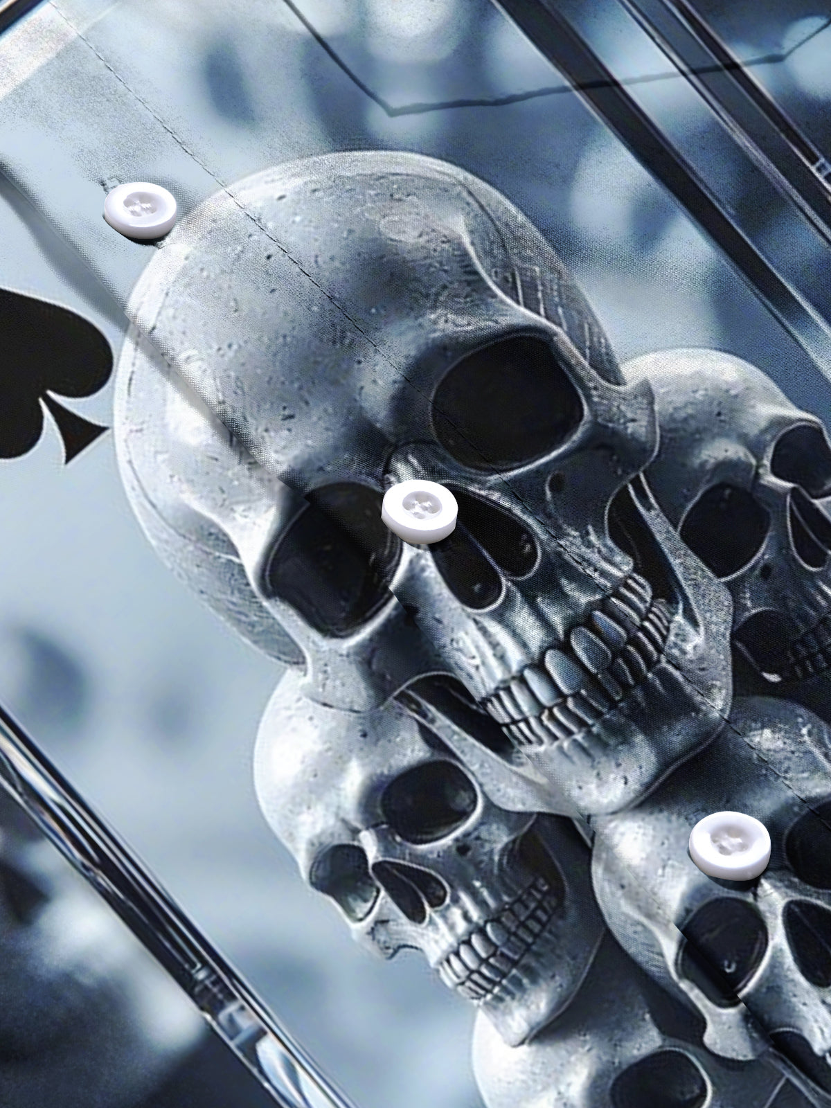 Skull Poker Print Men's Pocket Short Sleeve Shirts