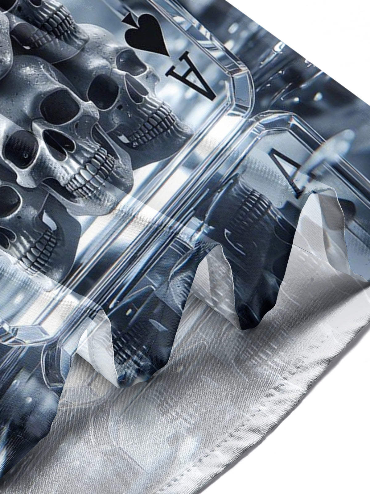 Skull Poker Print Men's Pocket Short Sleeve Shirts