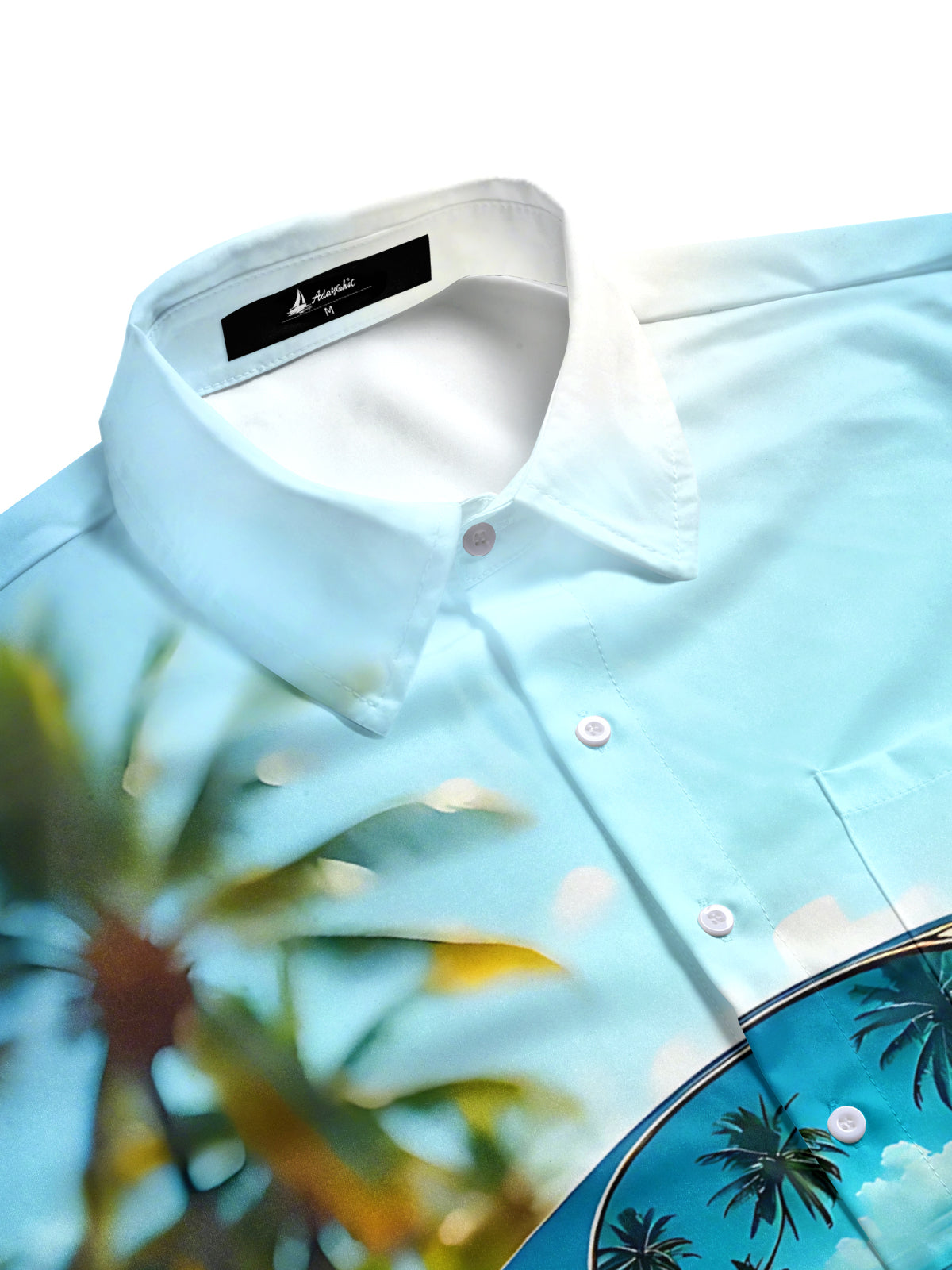 Hawaiian Beach Sunglasses Print Men's Pocket Short Sleeve Shirts