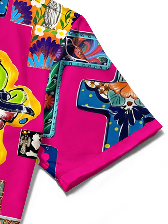 men's printed shirt close-up short sleeve
