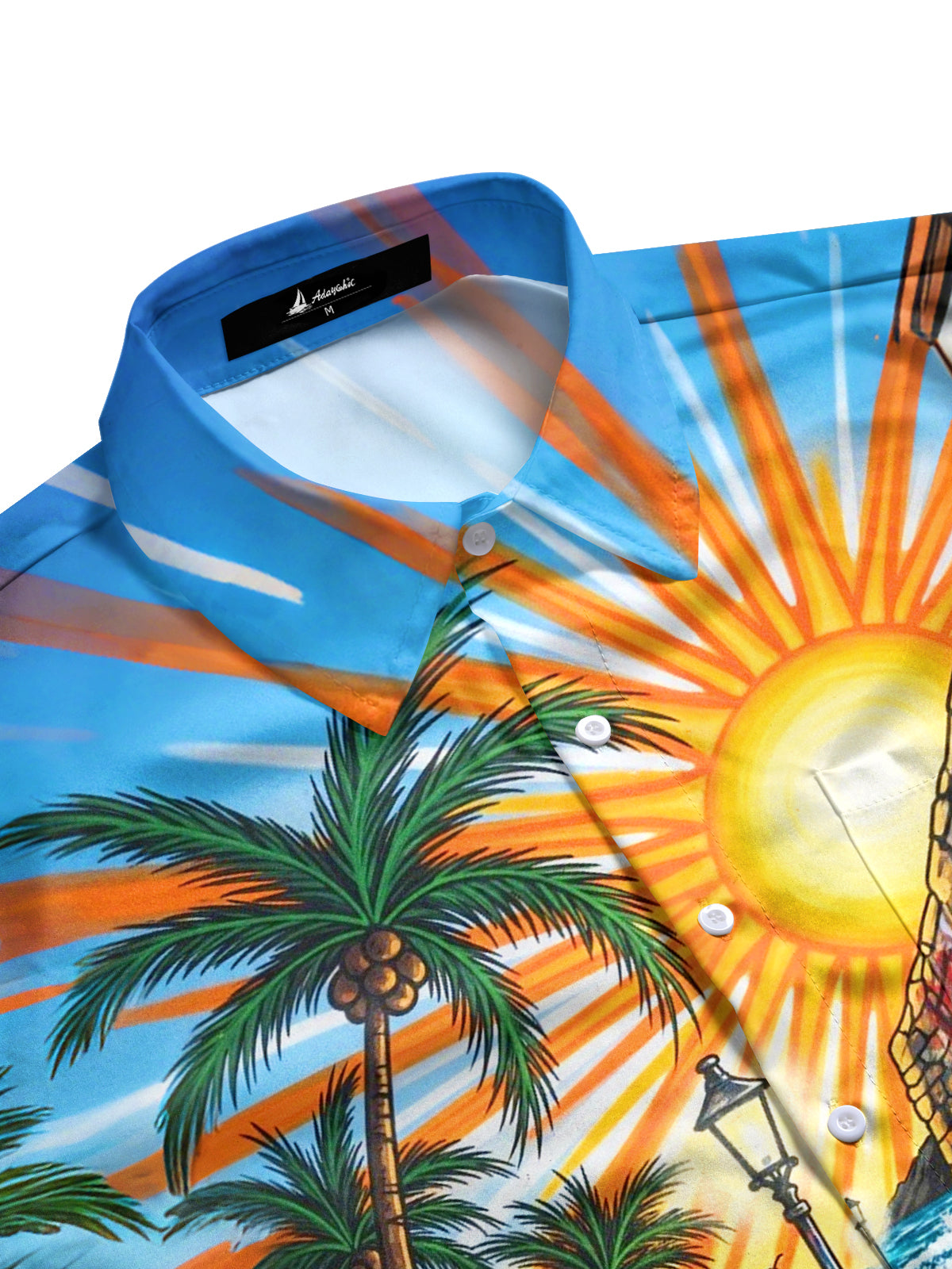 Hawaiian Palm Tree Graffiti Art Print Men's Pocket Short Sleeve Shirts
