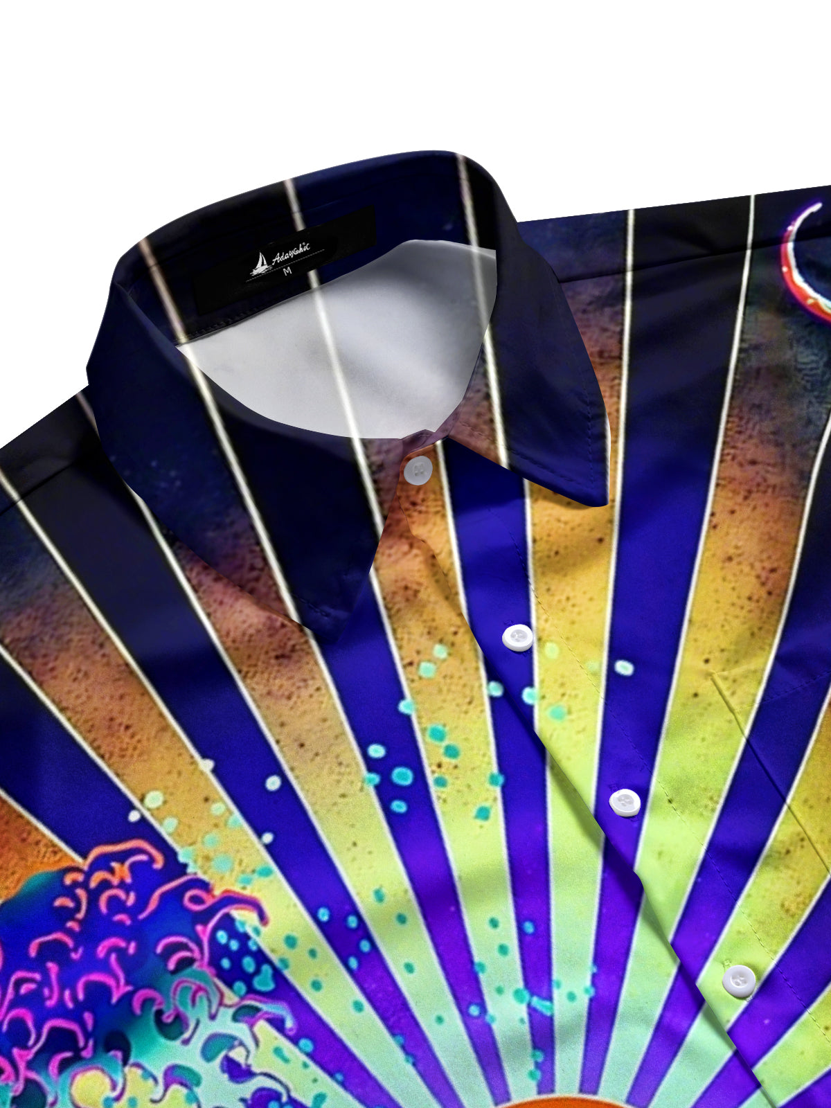 Wave Octopus Sun Print Men's Pocket Short Sleeve Shirts