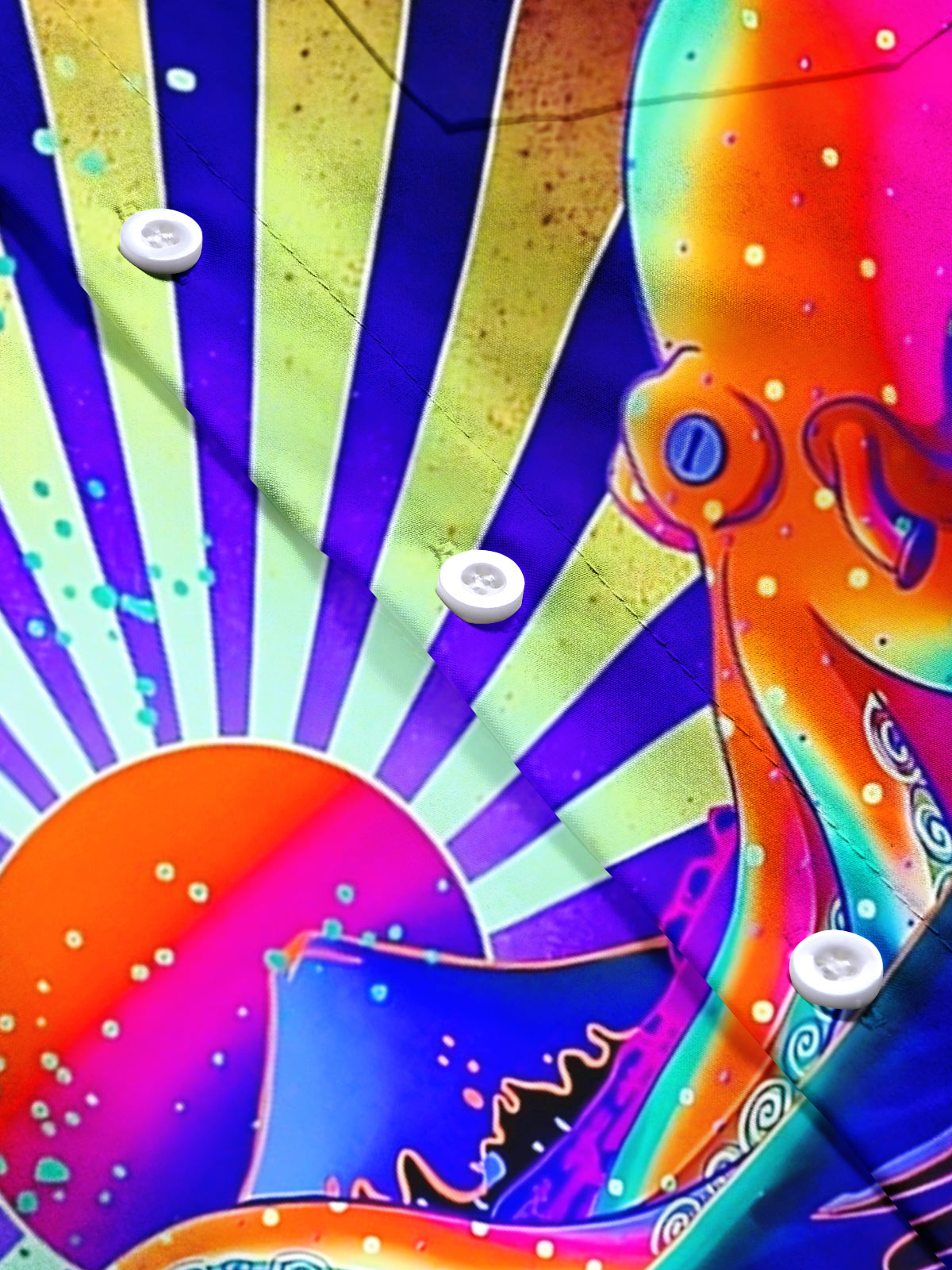 Wave Octopus Sun Print Men's Pocket Short Sleeve Shirts