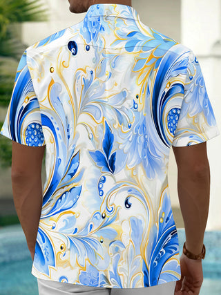 men's geometric print shirt back view