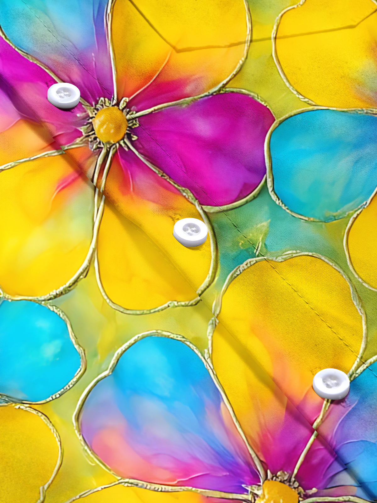 Floral Print Men's Pocket Short Sleeve Shirts