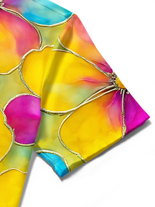 men's floral shirt close-up short sleeve