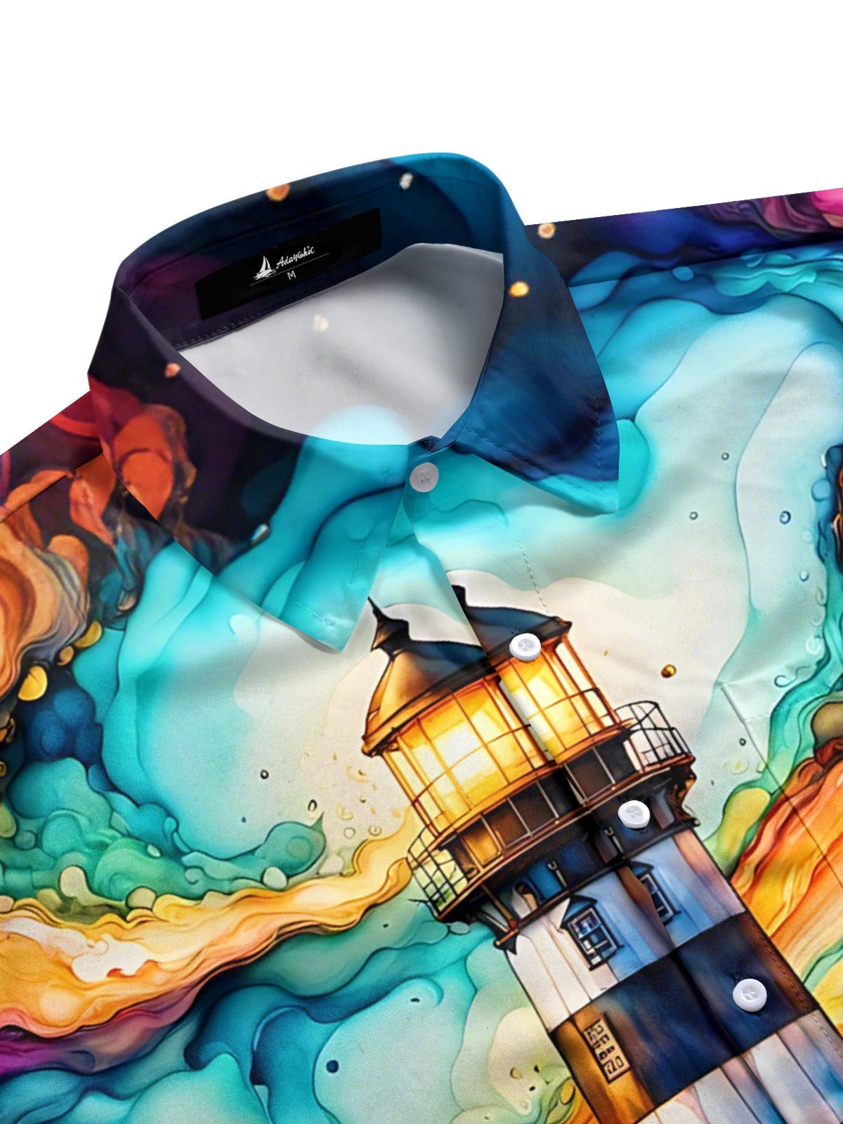 Lighthouse Print Men's Pocket Short Sleeve Shirts