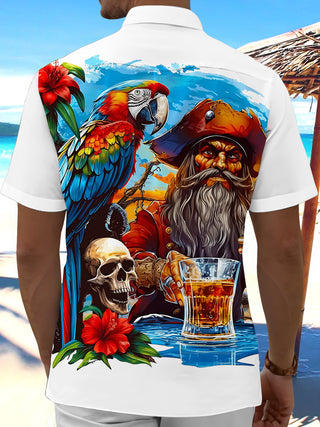 men's tropical bird print shirt back view
