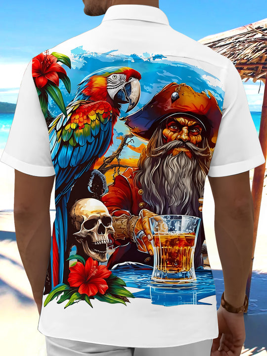 men's tropical bird print shirt back view