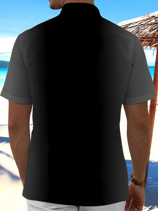 Men's abstract print short sleeve shirt back view