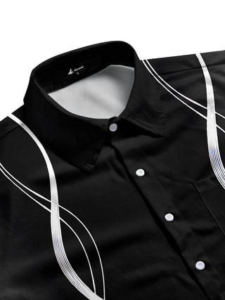 Men's geometric print short sleeve shirt side view