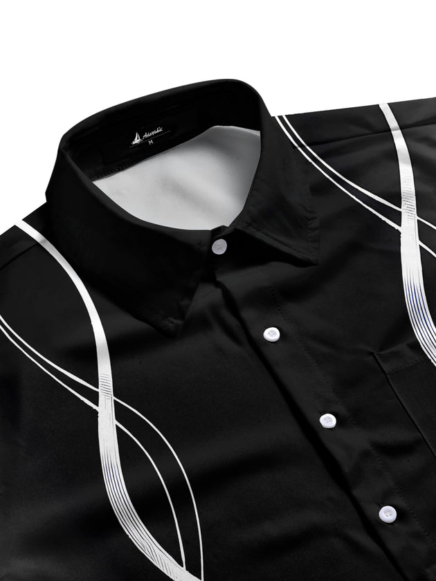 Men's geometric print short sleeve shirt side view