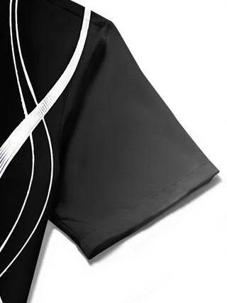 men's abstract print shirt close-up short sleeve