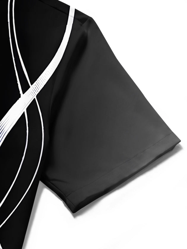 men's abstract print shirt close-up short sleeve