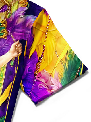 Men's Carnival Religion Jesus pocket short sleeve shirt close-up detail view