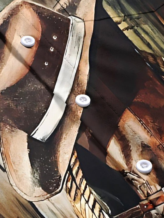 men's printed short sleeve flat lay shirt