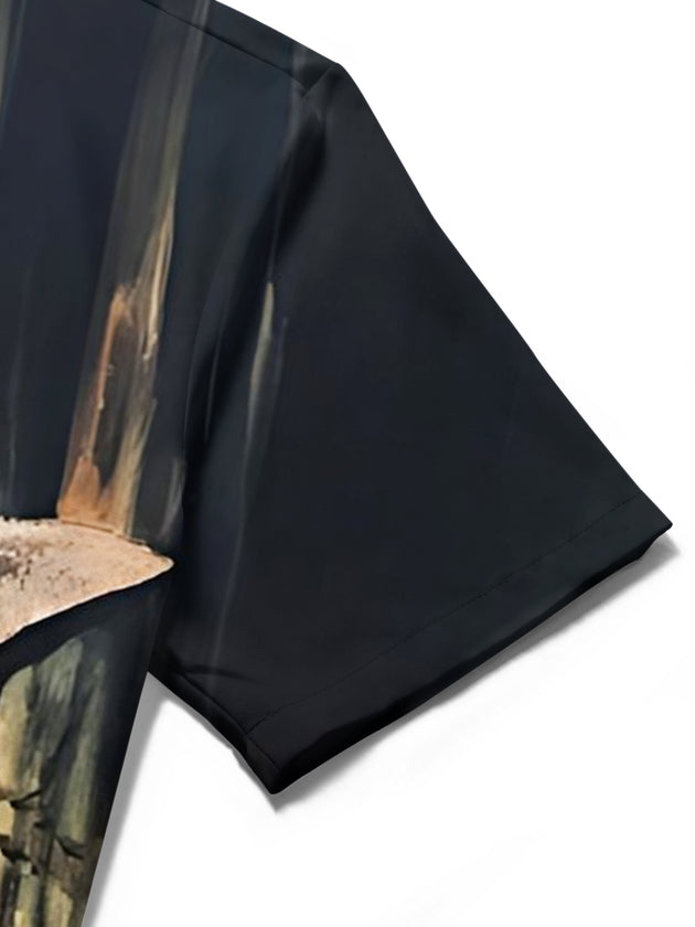 men's printed shirt close-up short sleeve