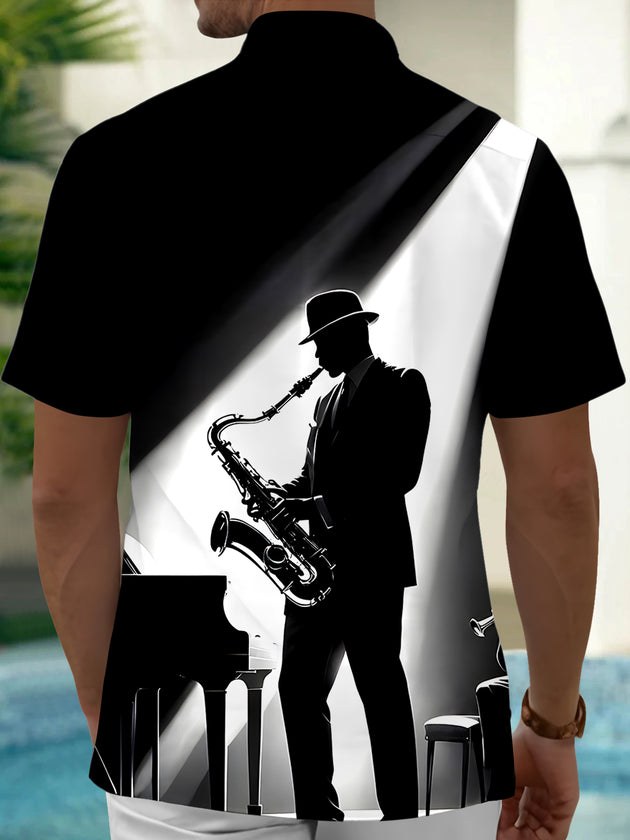 men's band shirt back view