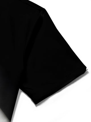 men's music print shirt close-up short sleeve