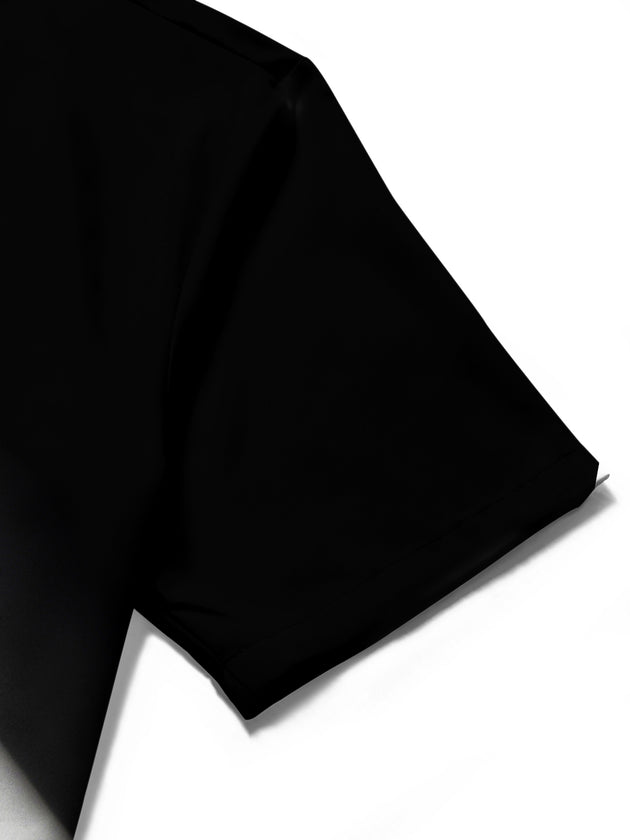 men's music print shirt close-up short sleeve