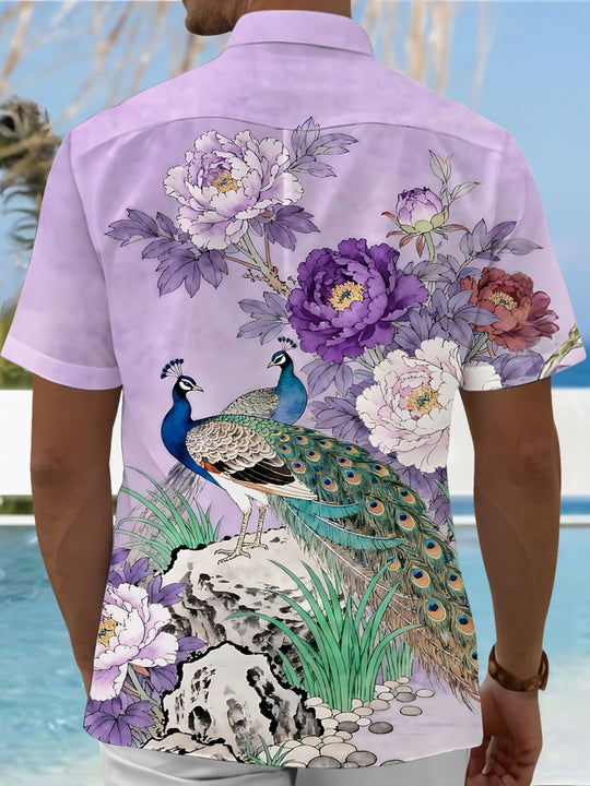 men's feather print shirt back view