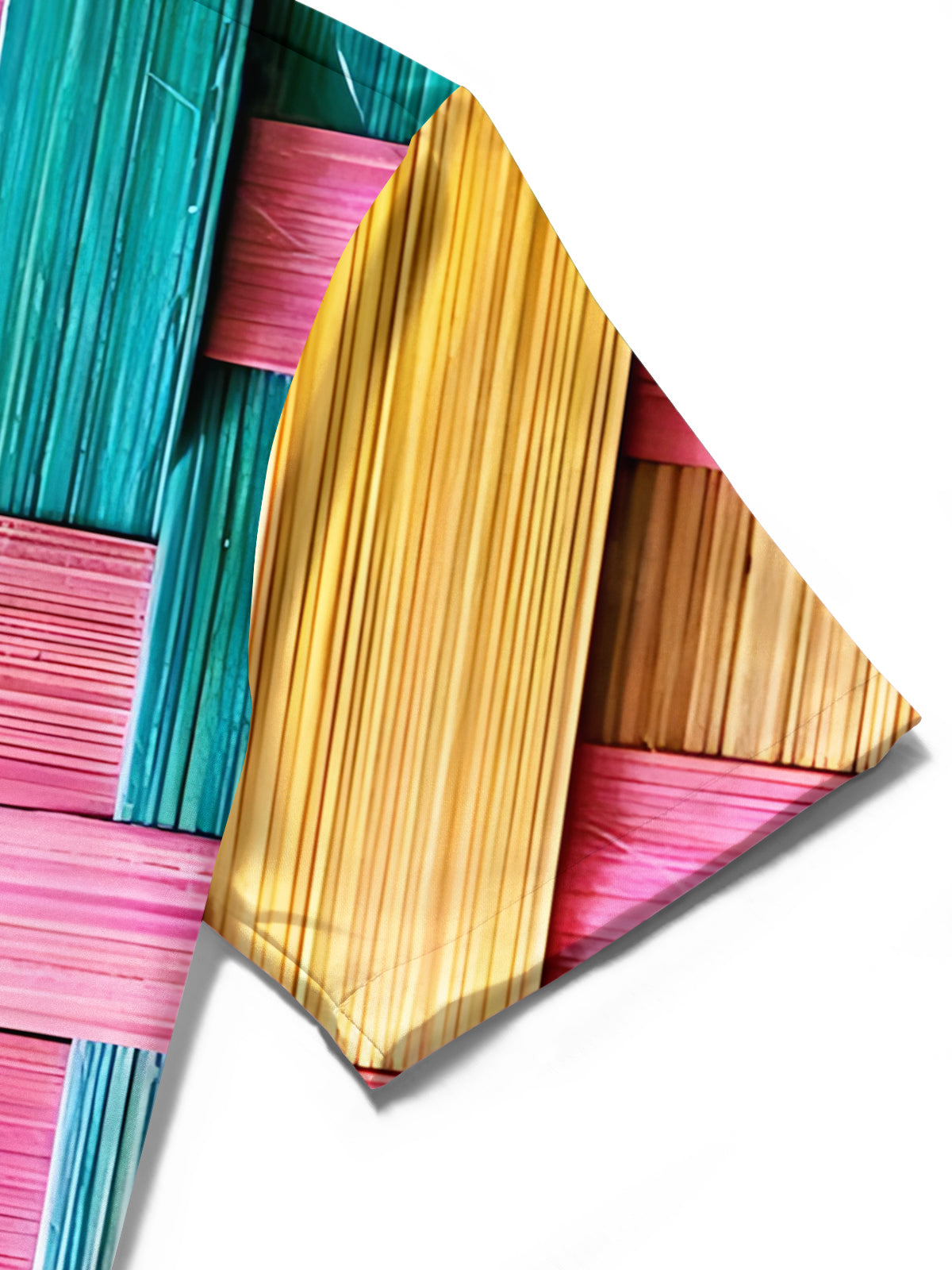 Colorful Bamboo Strip Woven Texture Print Men's Pocket Short Sleeve Shirts