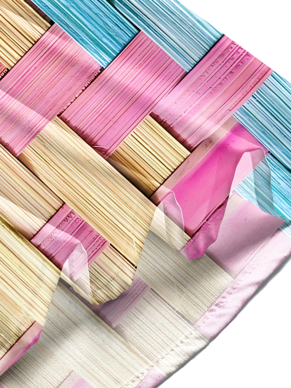 Colorful Bamboo Strip Woven Texture Print Men's Pocket Short Sleeve Shirts