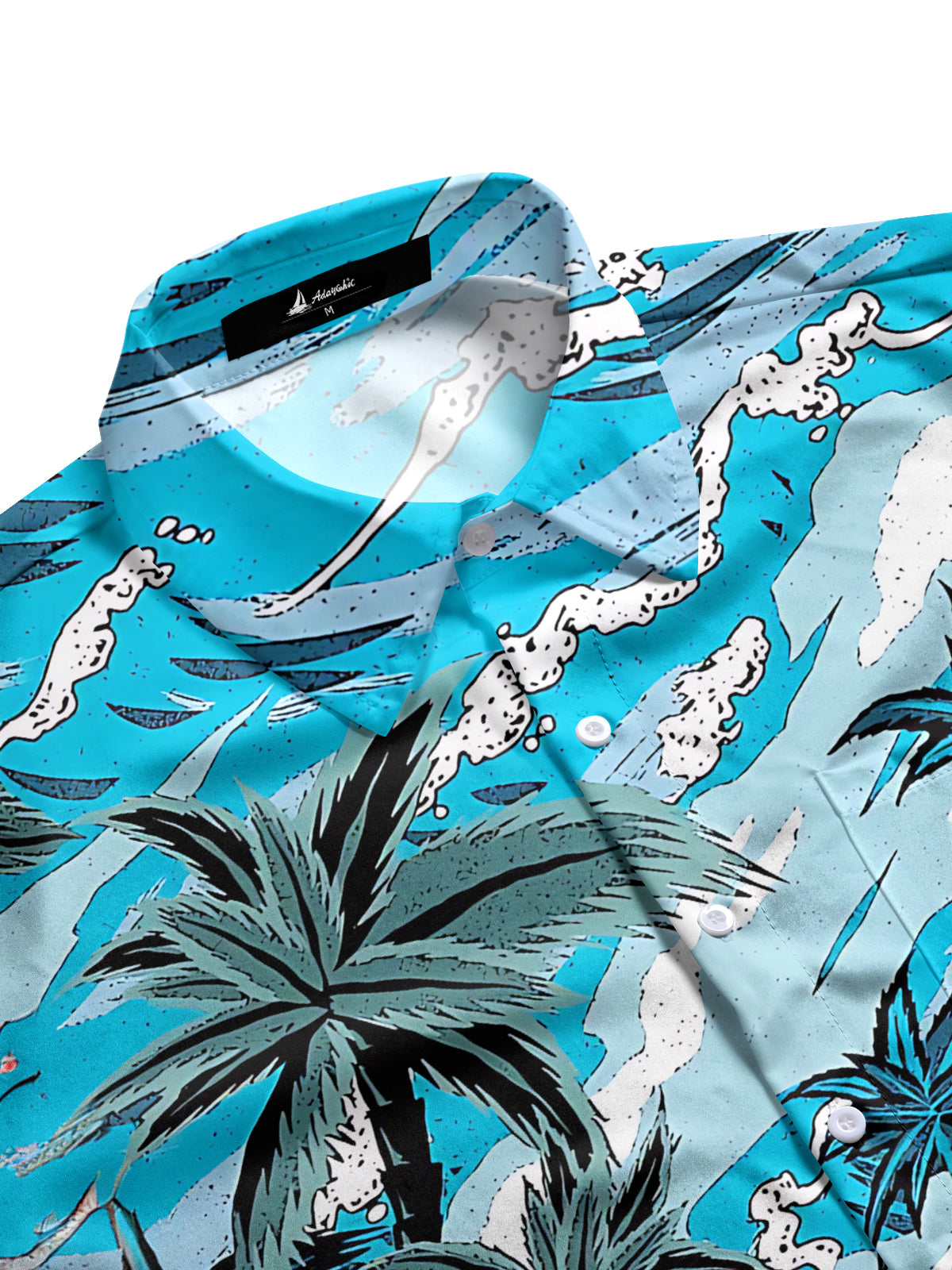 Hawaiian Palm Tree Flower Print Men's Pocket Short Sleeve Shirts
