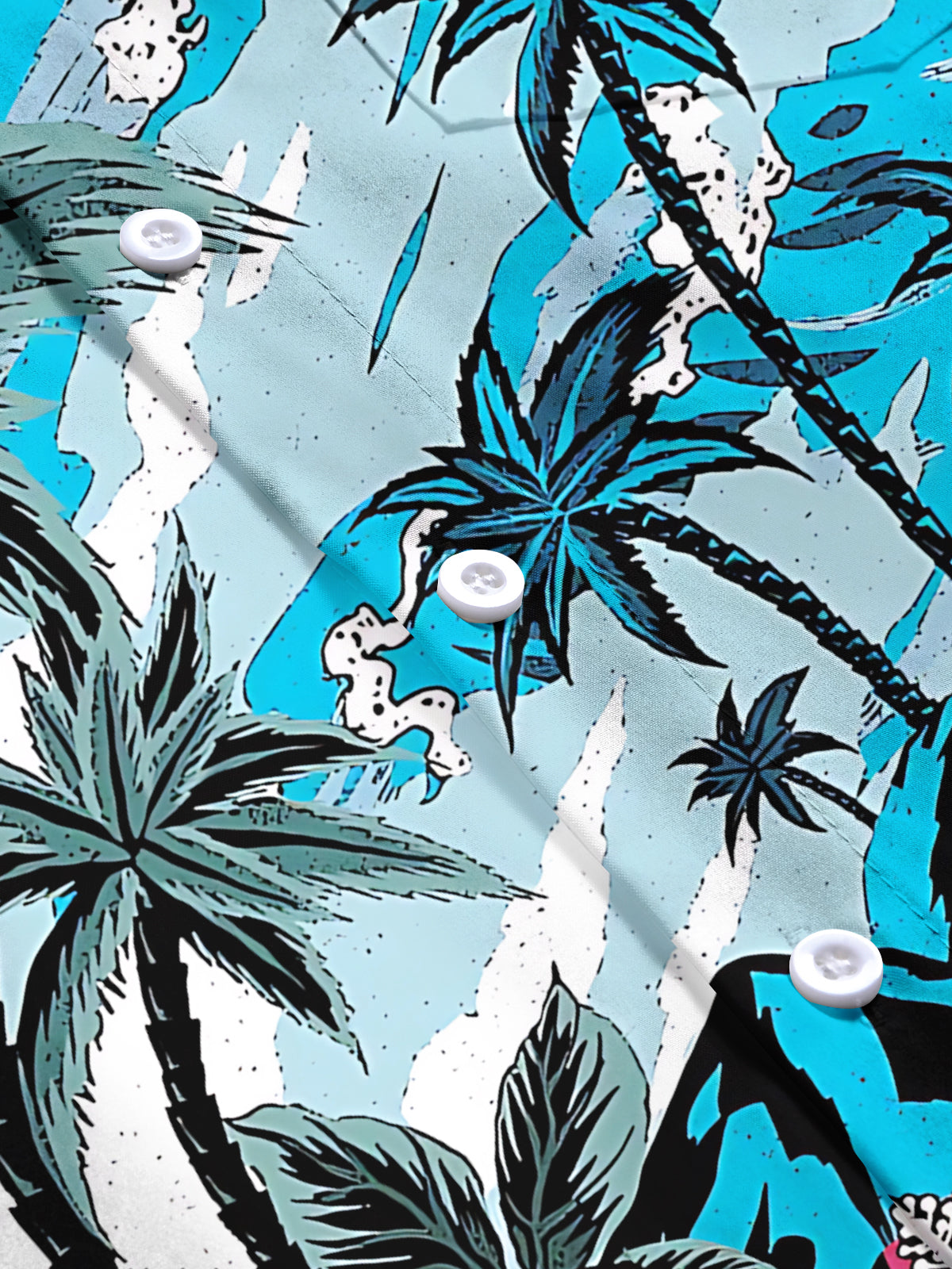 Hawaiian Palm Tree Flower Print Men's Pocket Short Sleeve Shirts